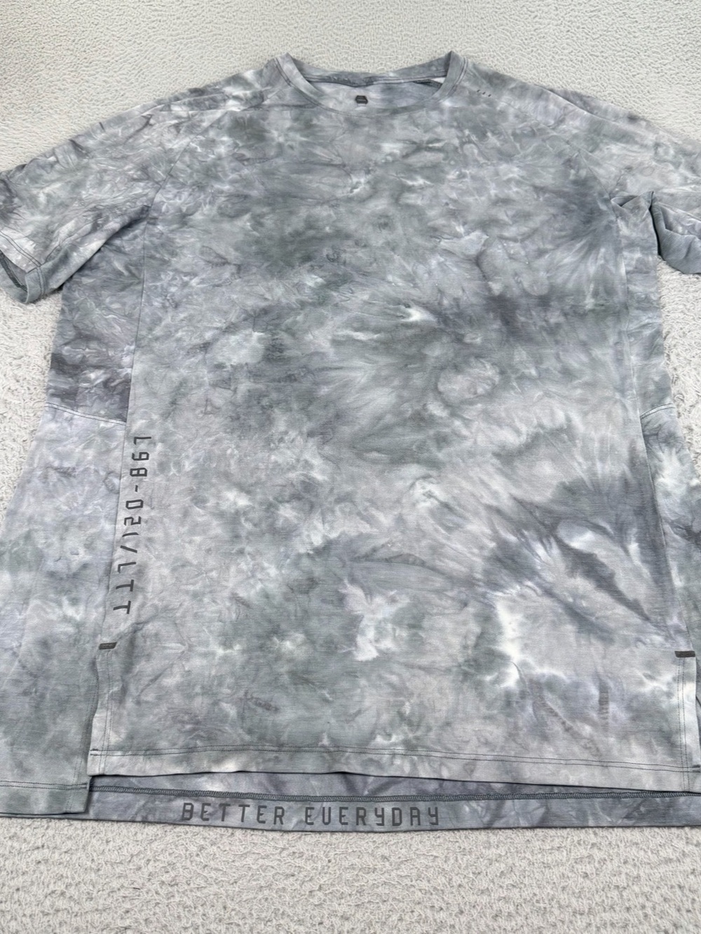 Lululemon Always Agile Shirt Mens Large Gray Tie Dye Short Sleeve Athletic Gym